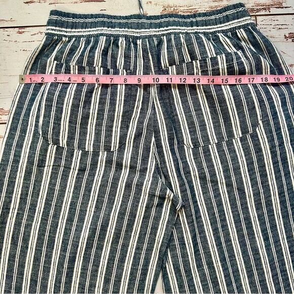 Old Navy High Waisted Linen Blend Wide Leg Pants Striped Blue White Size M - Picture 11 of 17